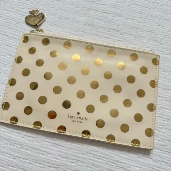 Kate Spade pencil case gold polka dot - Picture 1 of 9